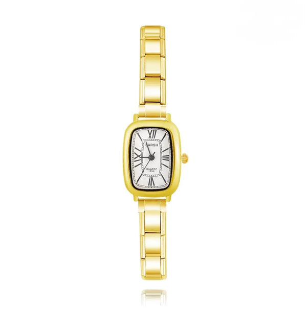 Charm montre dorée cadran blanc chiffres romains en acier inoxydable pour bracelet charm italien