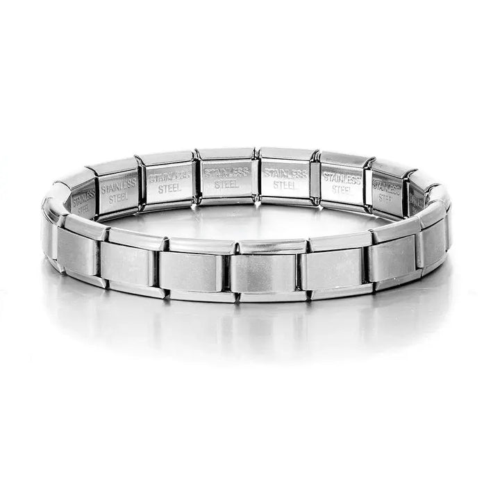 Bracelet charm italien argenté en acier inoxydable