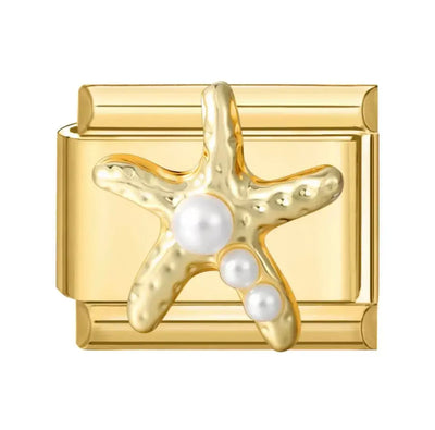 Charm Italien Etoile de mer nacrée - Acier inoxydable