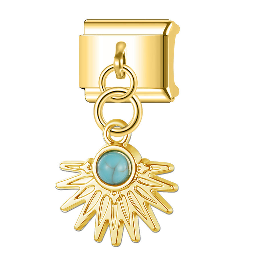 Pendentif soleil et Pierre turquoise - Le charm italien