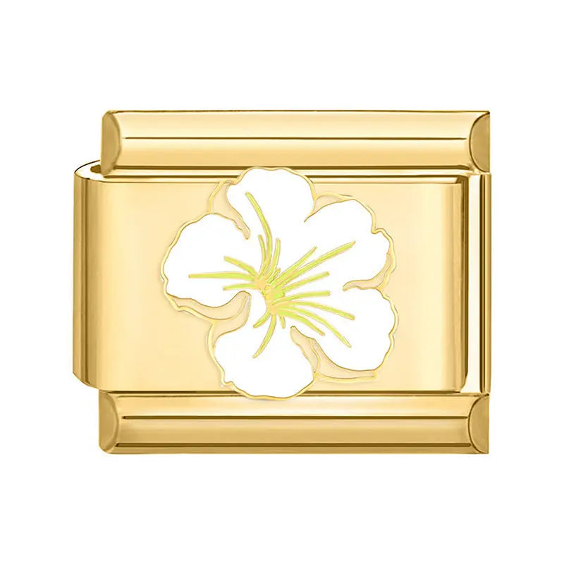 charm doré feur blanche pour bracelet italien