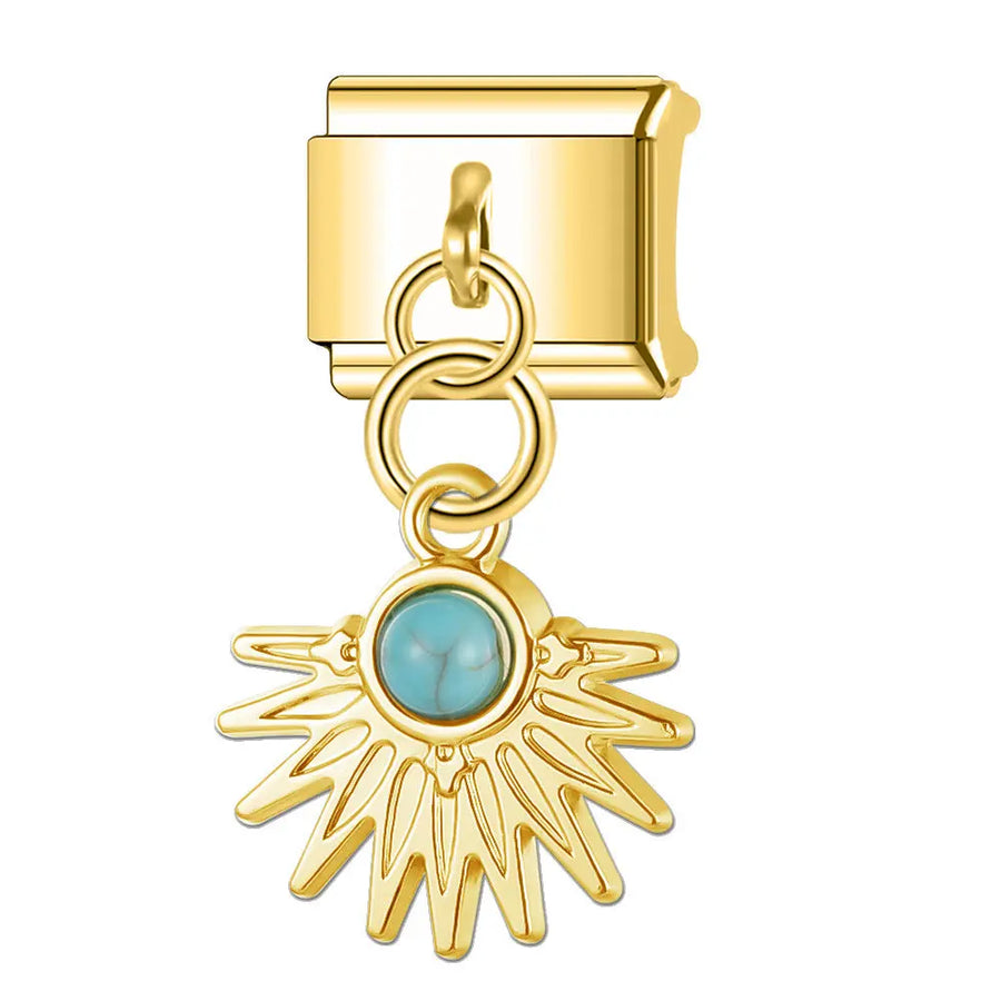 Pendentif soleil et Pierre turquoise Le charm italien