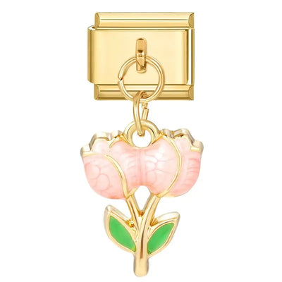 Charm Pendentif Tulipe Rose