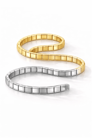 Bracelet italien de base en acier inoxydable couleur or et argent pour ajouter des charms personnalisés
