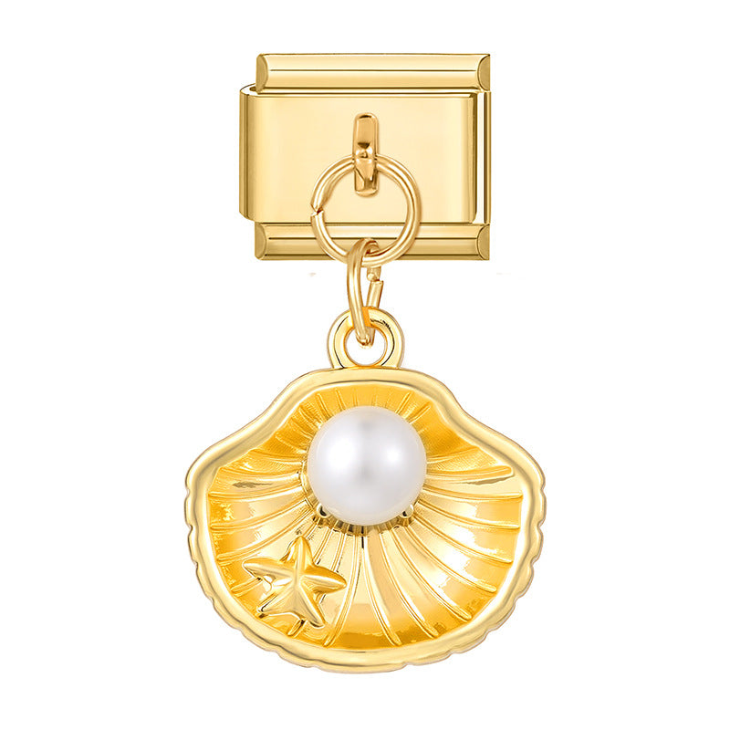charm italien PENDENDIF COQUILLAGE PERLE DOREE