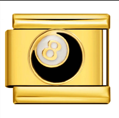 Charm Boule 8 Billard Doré