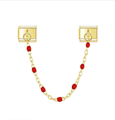 Charm Pendentif Chaîne Perles Rouges
