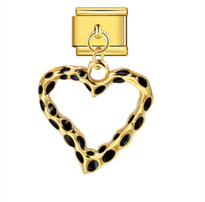 Charm Pendentif Coeur Léopard Doré