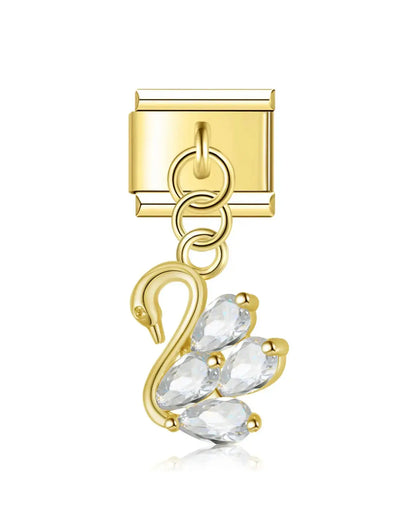Charm Pendentif Cygne Diamant Doré