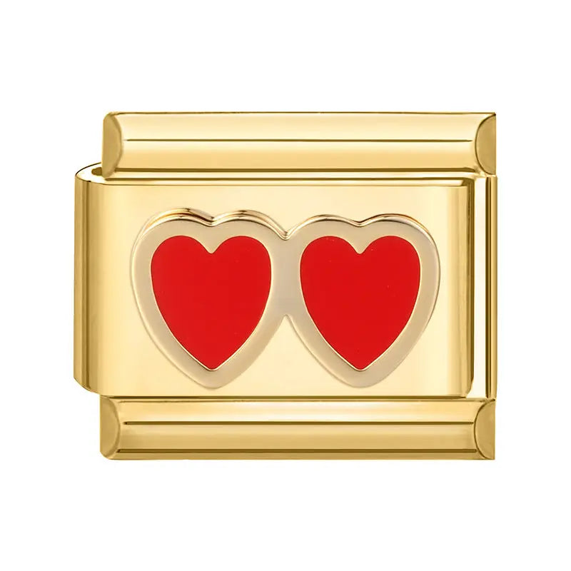 charm italien DOUBLE COEUR ROUGE Le Charm Italien