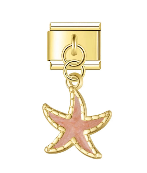 Charm pendentif étoile de mer doré émail pêche pour bracelet Le Charm Italien