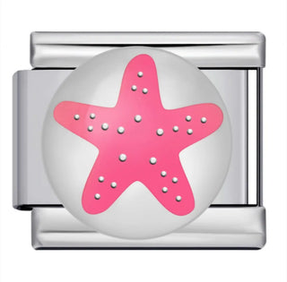 Charm étoile de mer rose vif base argentée pour bracelet Le Charm Italien