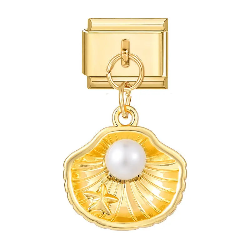 charm italien PENDENDIF COQUILLAGE PERLE DOREE Le Charm Italien