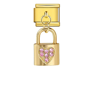 Charm Pendentif Cadenas Précieux Rose Doré