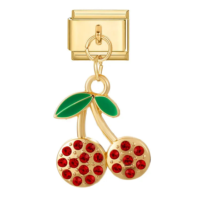 charm italien PENDENTIF CERISE DIAMANT ROUGE Le Charm Italien
