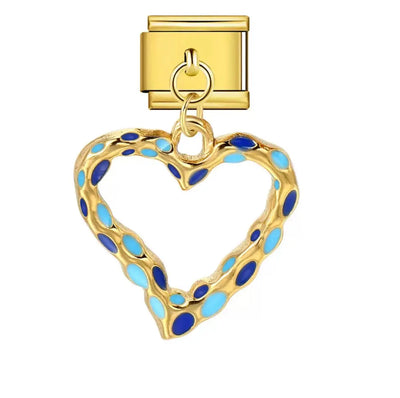 Charm Pendentif Coeur Léopard Bleu