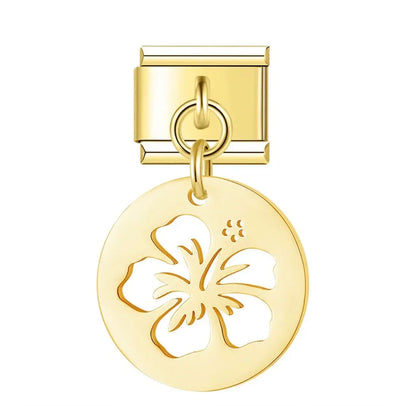 Charm Pendentif Hibiscus Doré