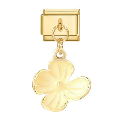 Charm Pendentif Fleur Ivoire Dorée