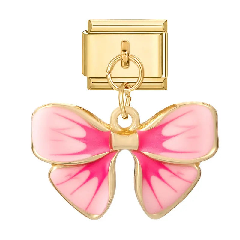 charm italien PENDENTIF NOEUD ROSE Le Charm Italien