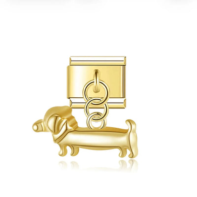 Charm Pendentif Teckel Doré