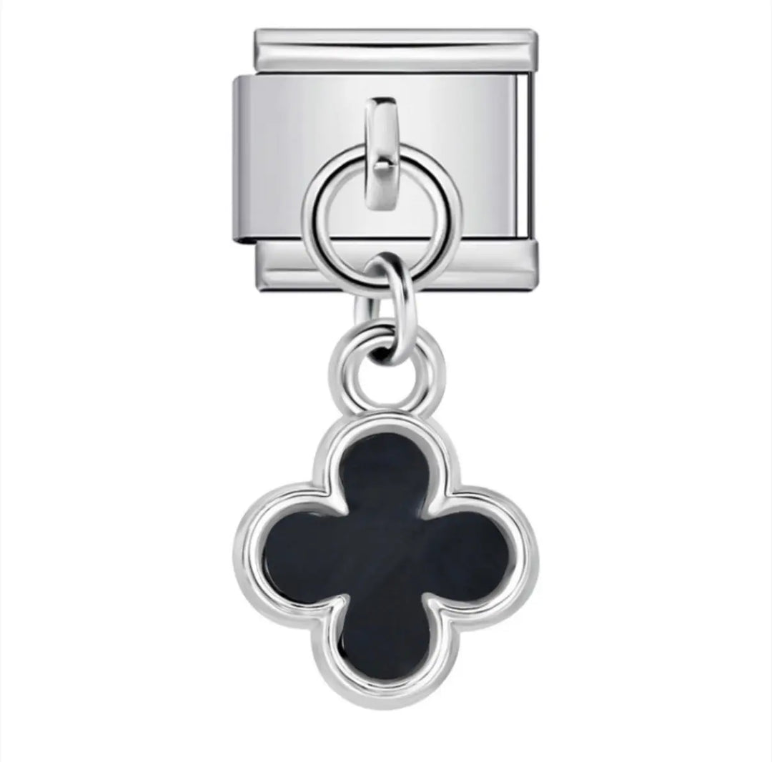 charm italien PENDENTIF TREFLE NOIR Le Charm Italien