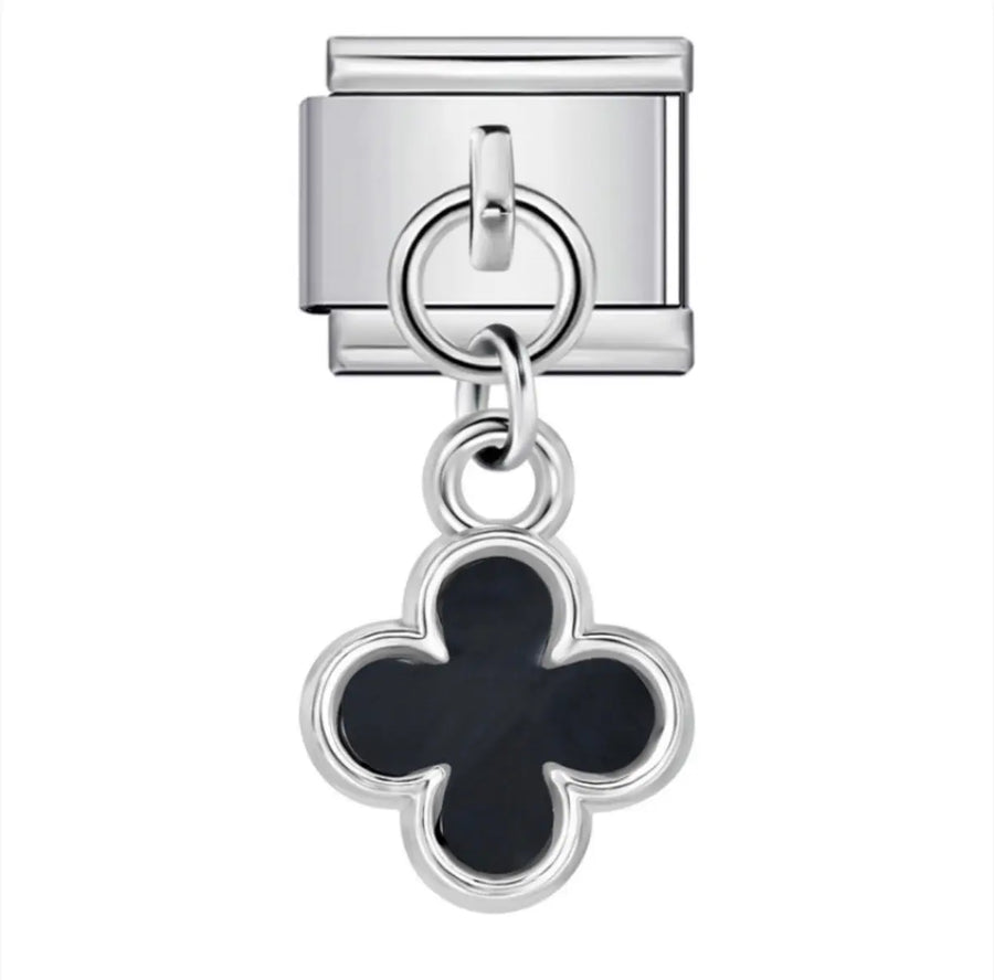 charm italien PENDENTIF TREFLE NOIR Le Charm Italien